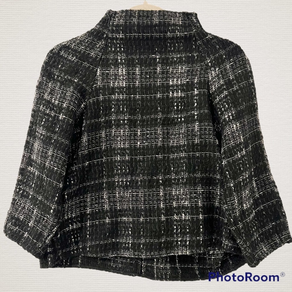 Zara Woman Tweed Mock Neck Top